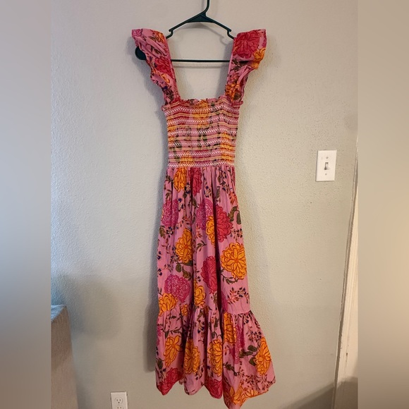 Olive & Oak Dresses & Skirts - Boho Olivaceous Pink and Orange Floral Maxi Dress with Pockets Size Small